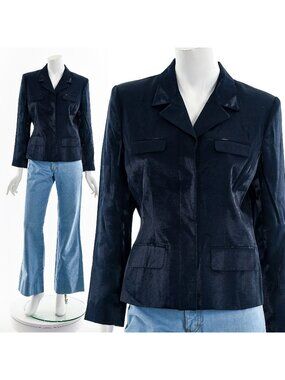 Navy Blue Iridescent Blazer 80s